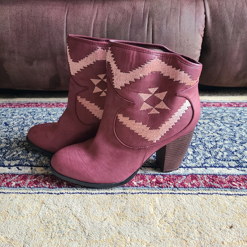 Faux leather booties